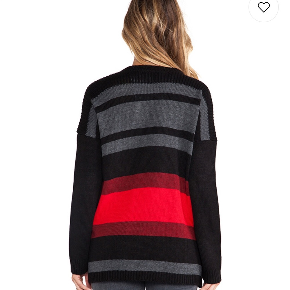 Cozy Bb Dakota  STRIPED CARDIGAN IN BLACK/RED - Picture 3 of 4